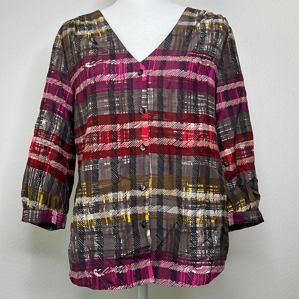 TRINA TURK Silk Button-Front Shirt